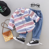 striped shirt+jeans 2pcs set Newborn baby boy clothes