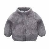 winter jackets Cute Zip Solid Warm Thick Fleece Coat Kid Clothes