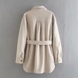 ll Winter Women Jacket Long Sleeves Belted Warm Thicken Coat