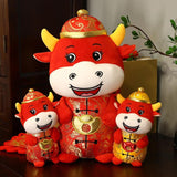 2021 New Year Kawaii China Dress Mascot Cow Plush Red Cow In Tang Suit
