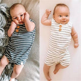 Baby Boy Girl Striped Clothes Sleeveless Jumpsuit