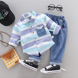 striped shirt+jeans 2pcs set Newborn baby boy clothes
