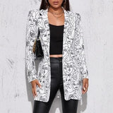 Long Sleeves Suit Jacket Elegant Fall Winter Office Lady Cardigan Coat