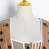 Casual Patchwork Hit Color Irregular Jacket Women Square Collar