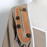 Casual Patchwork Hit Color Irregular Jacket Women Square Collar