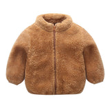 winter jackets Cute Zip Solid Warm Thick Fleece Coat Kid Clothes