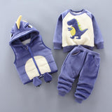 Baby boy's clothes cotton warm suit Bear cartoon printing plus velvet