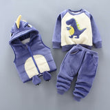 Baby boy's clothes cotton warm suit Bear cartoon printing plus velvet