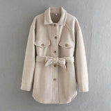 ll Winter Women Jacket Long Sleeves Belted Warm Thicken Coat