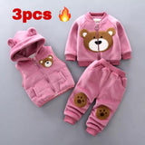 Baby boy's clothes cotton warm suit Bear cartoon printing plus velvet