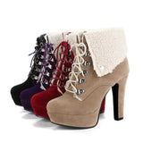High Heels Ankle Boots Fashion Autumn Chunky Heel