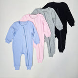 Black Zip up Ribbed Romper Babygrow Sleepsuit 0-3Y Unisex