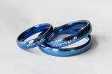 Blue Women or Men Ring Engraved Gift for Men Thin