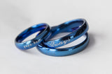 Blue Women or Men Ring Engraved Gift for Men Thin