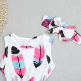 Infant Kids Baby Girls Sleeveless Feather Romper