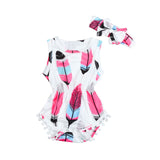 Infant Kids Baby Girls Sleeveless Feather Romper