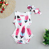 Infant Kids Baby Girls Sleeveless Feather Romper