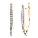 1.4" Pave Thin Pave Hoop Earring in 18K Champagne Gold Plated with