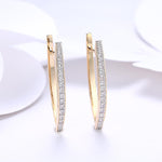 1.4" Pave Thin Pave Hoop Earring in 18K Champagne Gold Plated with