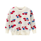 Girls christmas Sweaters Winter Kids Cherry Knitted