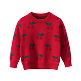 Girls christmas Sweaters Winter Kids Cherry Knitted