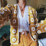 Handmade Sunflower Knit Sweater Cardigan Coat
