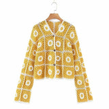Handmade Sunflower Knit Sweater Cardigan Coat