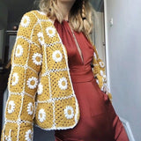 Handmade Sunflower Knit Sweater Cardigan Coat