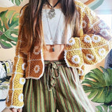 Handmade Sunflower Knit Sweater Cardigan Coat