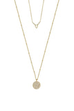 Zoe Delicate Opal and Crystal Coin 18k Gold Plated Layered Necklace