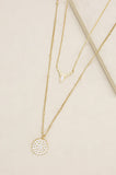 Zoe Delicate Opal and Crystal Coin 18k Gold Plated Layered Necklace