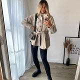 ll Winter Women Jacket Long Sleeves Belted Warm Thicken Coat