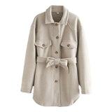 ll Winter Women Jacket Long Sleeves Belted Warm Thicken Coat