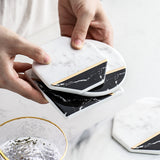 Black and Marble Ceramic Coaster