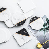 Black and Marble Ceramic Coaster