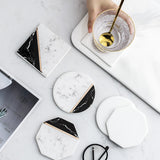 Black and Marble Ceramic Coaster