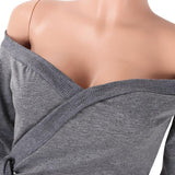 Off Shoulder Long Sleeve Tie Up Bodycon Overalls