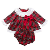 Newborn Baby Girls Clothes Ruffles long Sleeve red plaid Dress Tops