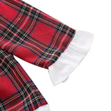 Newborn Baby Girls Clothes Ruffles long Sleeve red plaid Dress Tops