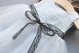Newborn Baby Girls dress Button Bownknot Lace Net