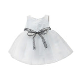 Newborn Baby Girls dress Button Bownknot Lace Net