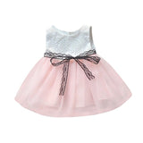 Newborn Baby Girls dress Button Bownknot Lace Net