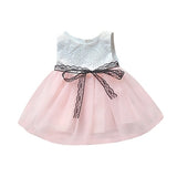 Newborn Baby Girls dress Button Bownknot Lace Net