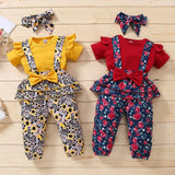 Newborn Toddler Baby Girls Clothes Set Short Sleeve Pullover Bow Ruffl