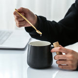 Short Coffee Mug with Wooden Handle