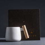 Short Coffee Mug with Wooden Handle
