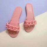 Summer Beach Slides Women Sexy Roman Transparent Sandals Flat Outdoor