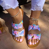 Rainbow Knot Slippers Female Tie Dye Slides Beach Flat Women's Open