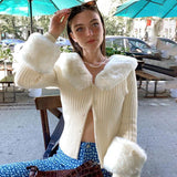 Detachable Fur Trims Long Sleeve Sweater Outerwear