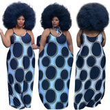 Women Clothing  Large Size Printed Strap Casual Dress Women  Clothing